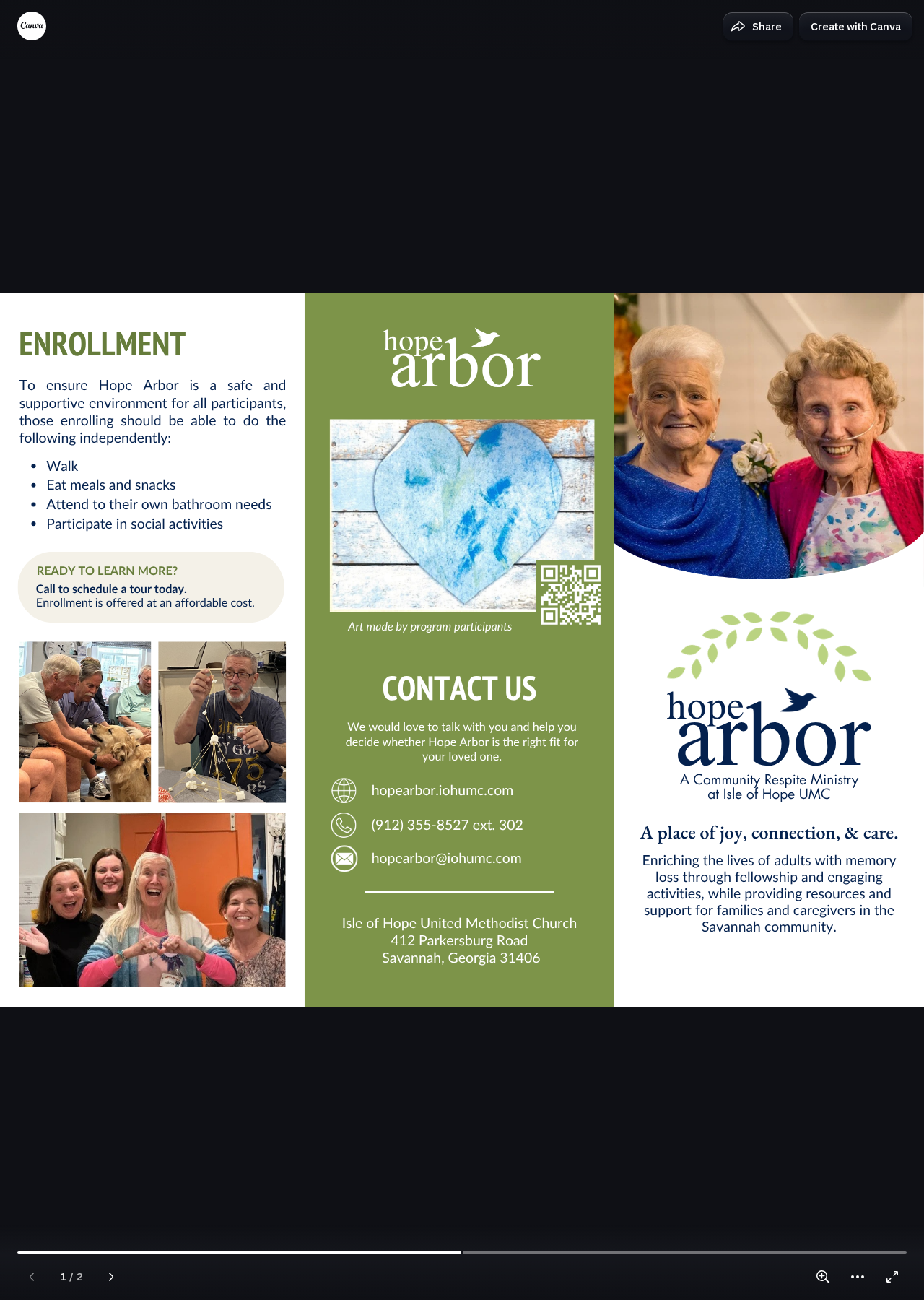 Preview of the Hope Arbor program brochure