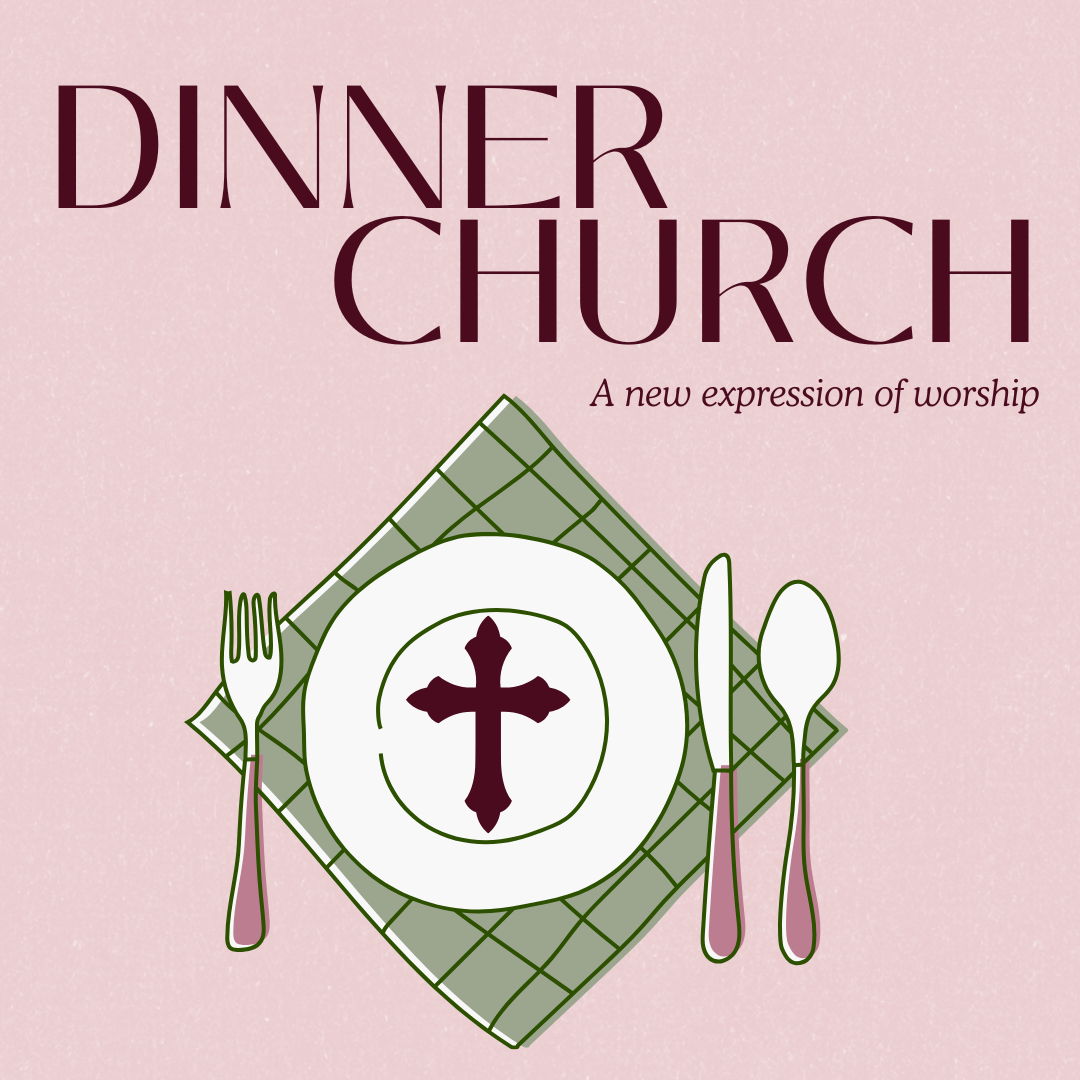 Dinner Church — a new expression of worship, illustrated place setting with a cross on the plate